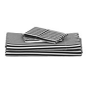 Black and White Thin Vertical Half Inch Picnic Stripes