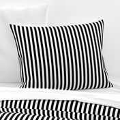 Black and White Thin Vertical Half Inch Picnic Stripes