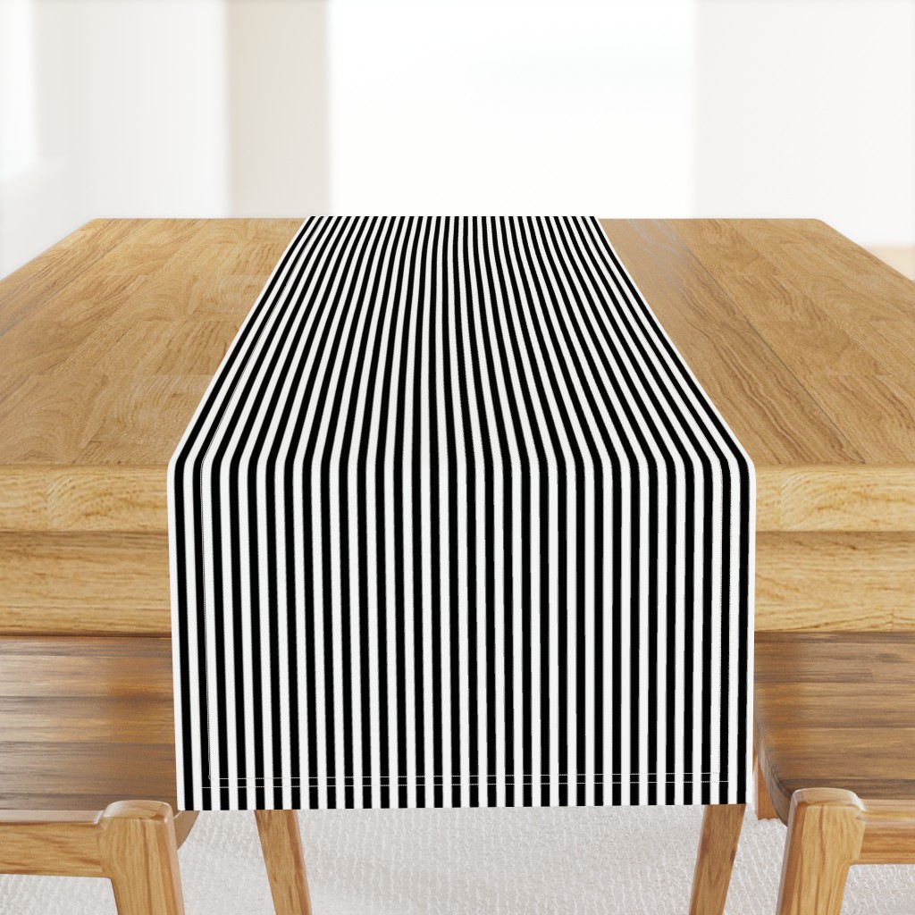 Black and White Narrow Vertical 1/4 inch Sailor Stripe