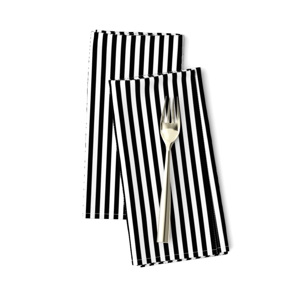 Black and White Narrow Vertical 1/4 inch Sailor Stripe