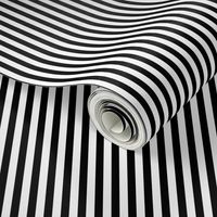 Black and White Narrow Vertical 1/4 inch Sailor Stripe