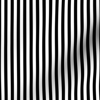 Black and White Narrow Vertical 1/4 inch Sailor Stripe