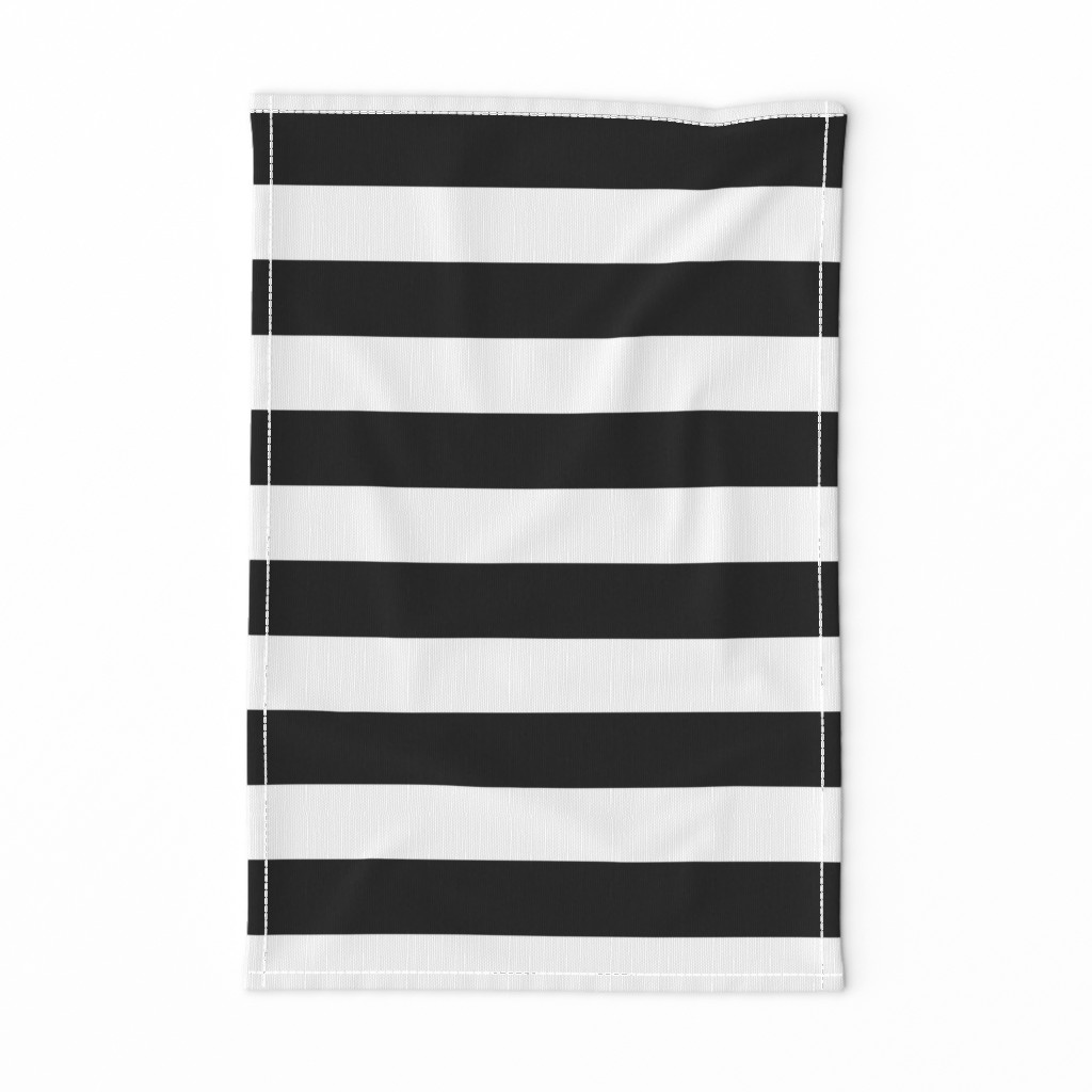 Black and White Horizontal Cabana Tent 2" Stripes