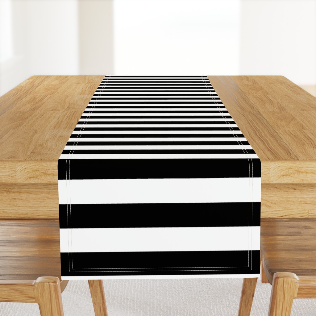 Black and White Horizontal Cabana Tent 2" Stripes