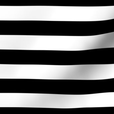 Black and White Horizontal Beach Hut 1" Stripes