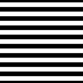 Black and White Horizontal Beach Hut 1" Stripes