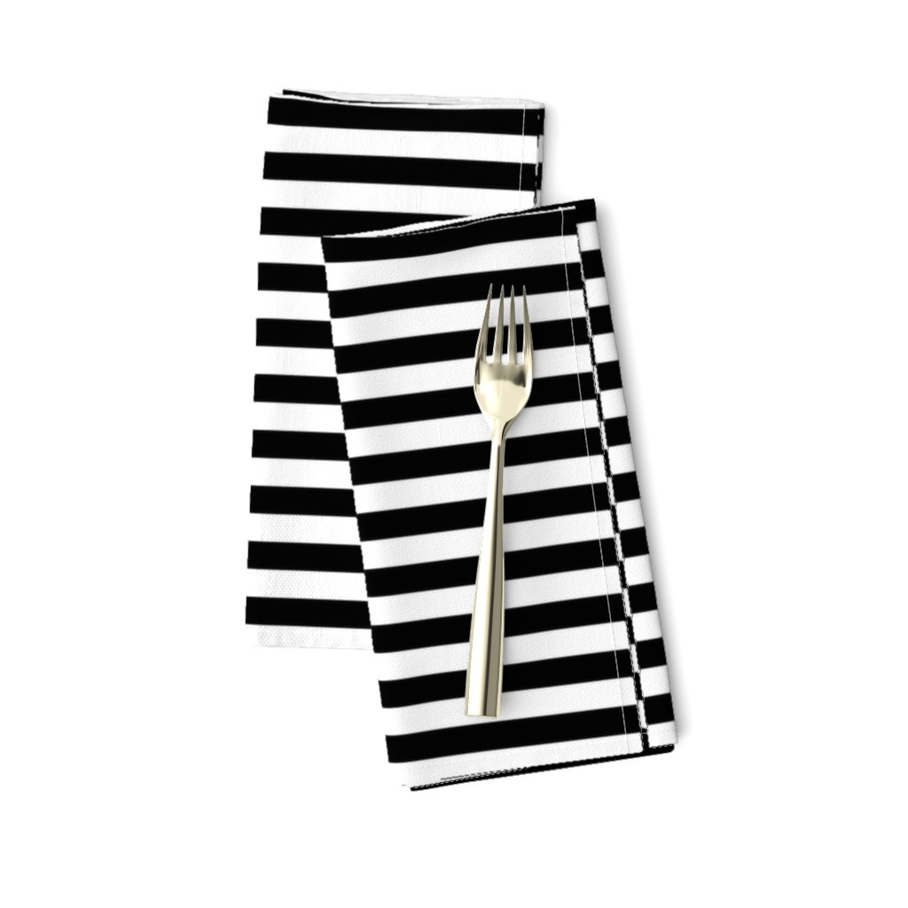 Black and White Thin Horizontal Half Inch Picnic Stripes