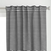 Black and White Thin Horizontal Half Inch Picnic Stripes