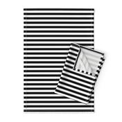 Black and White Thin Horizontal Half Inch Picnic Stripes