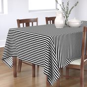 Black and White Thin Horizontal Half Inch Picnic Stripes