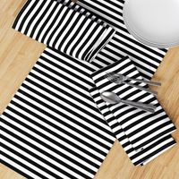 Black and White Thin Horizontal Half Inch Picnic Stripes