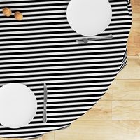 Black and White Thin Horizontal Half Inch Picnic Stripes