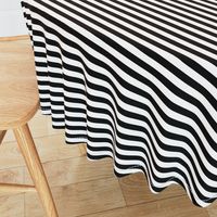 Black and White Thin Horizontal Half Inch Picnic Stripes