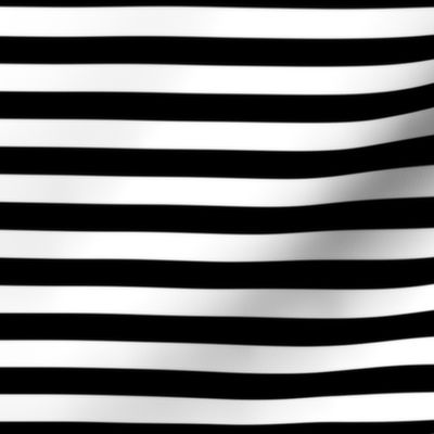 Black and White Thin Horizontal Half Inch Picnic Stripes