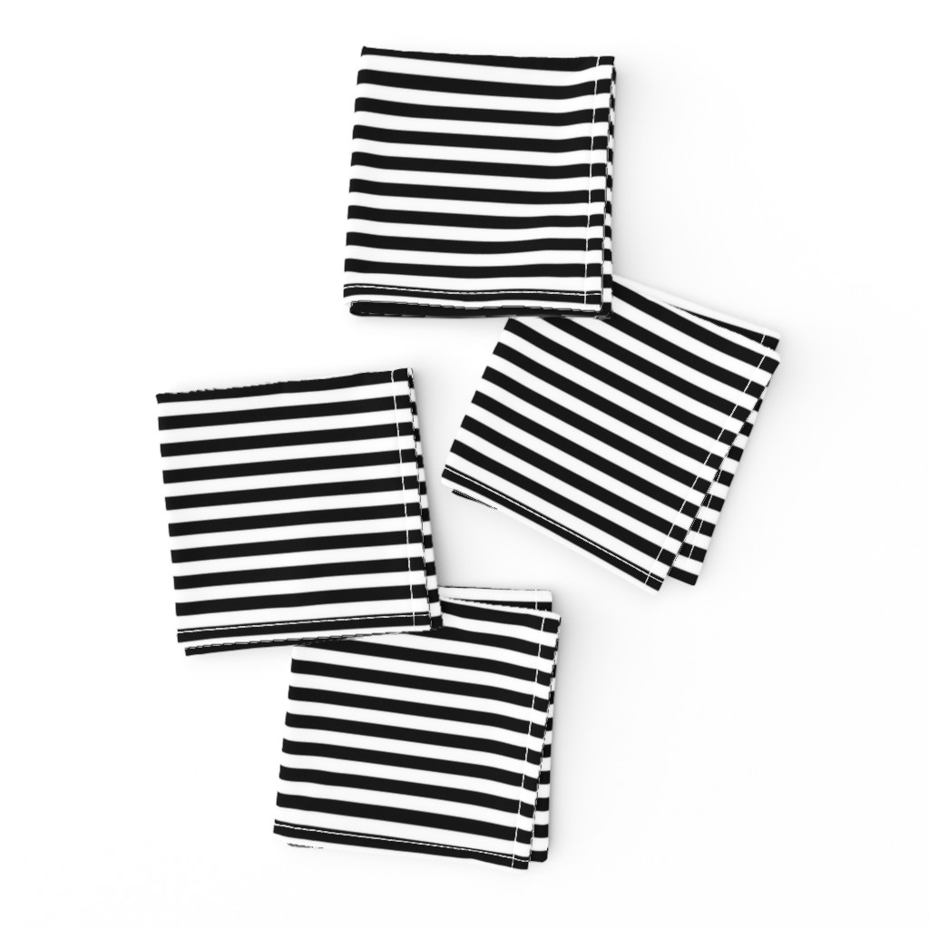 Black and White Narrow Horizontal 1/4 inch Sailor Stripe