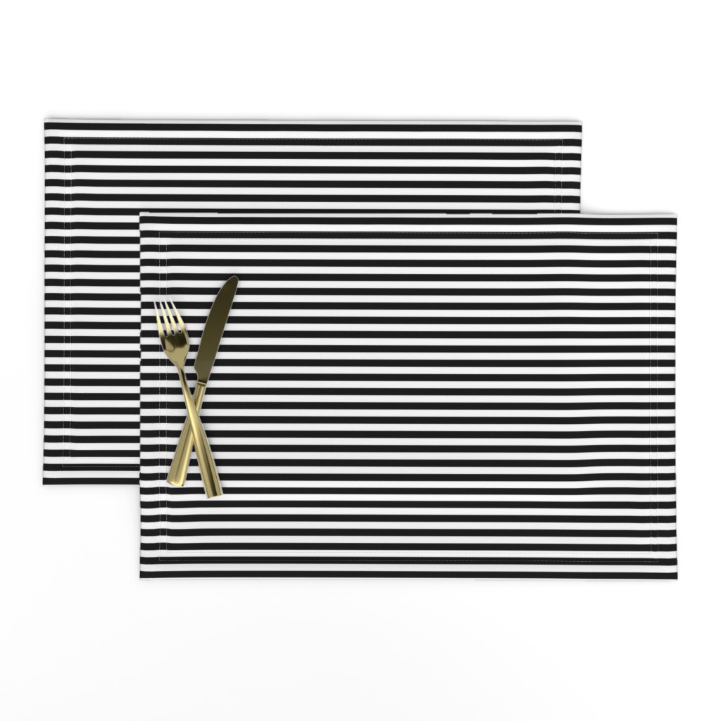 Black and White Narrow Horizontal 1/4 inch Sailor Stripe