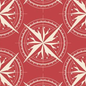 Nautical: Compass rose-red