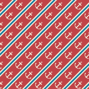 Nautical: Anchor stripes-red