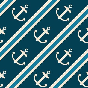 Nautical: Anchor stripes-dark blue