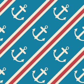 Nautical: Anchor stripes-light blue