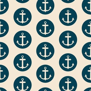 Nautical: Anchors in circles-dark blue