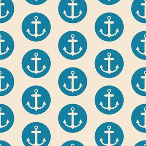 Nautical: Anchors in circles-light blue