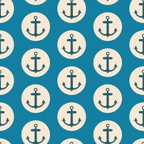 Nautical: Anchors in circles-light blue background