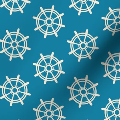 Nautical: Ships wheel-light blue