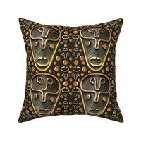 African Mask Copper Brass on Brown