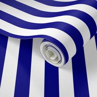 Blue and White Big 1-inch Beach Hut Vertical Stripes