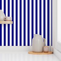 Blue and White Big 1-inch Beach Hut Vertical Stripes