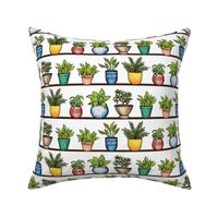 Houseplants Pattern - Colorful Potted Plants On Shelves