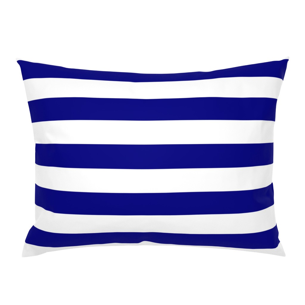 Blue and White Wide 2-inch Cabana Tent Horizontal Stripes