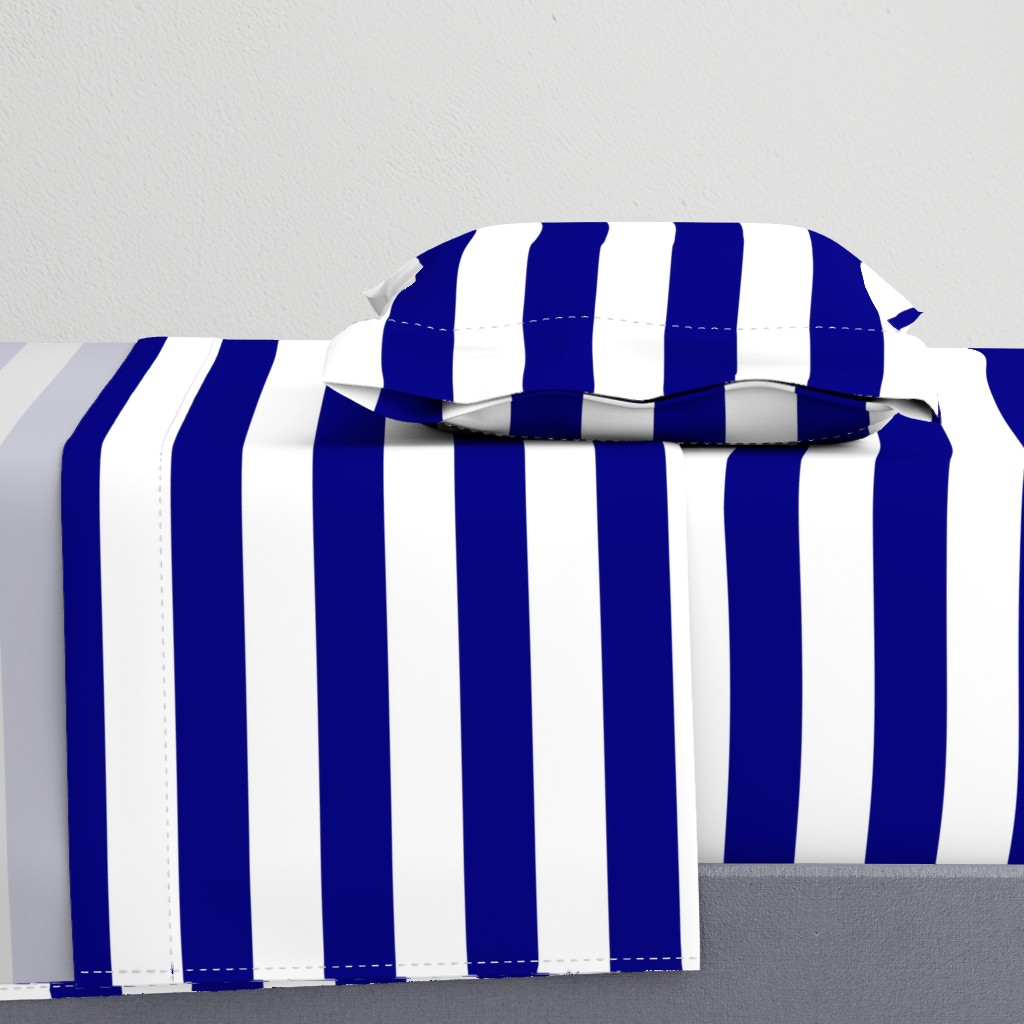 Blue and White Wide 2-inch Cabana Tent Horizontal Stripes