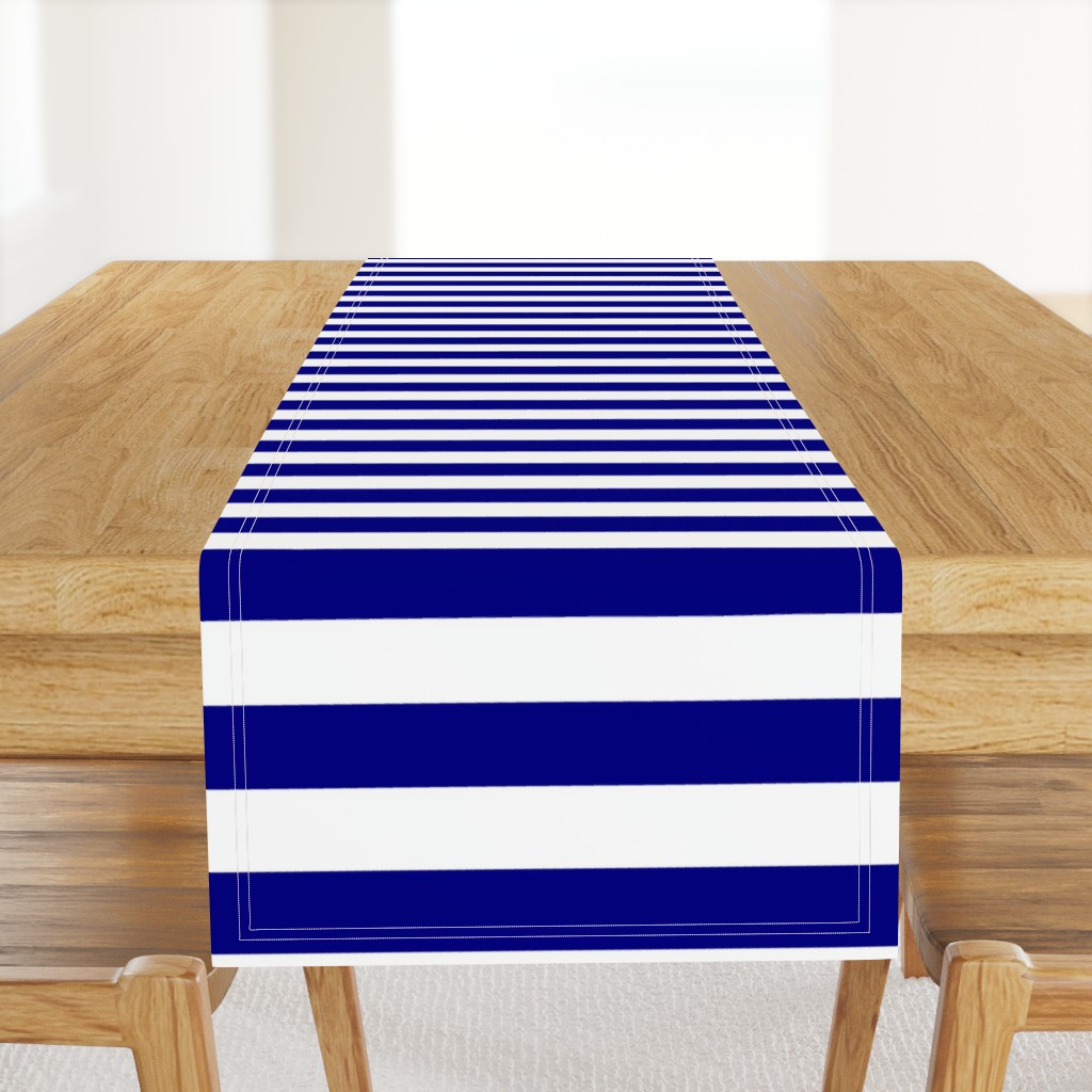 Blue and White Wide 2-inch Cabana Tent Horizontal Stripes