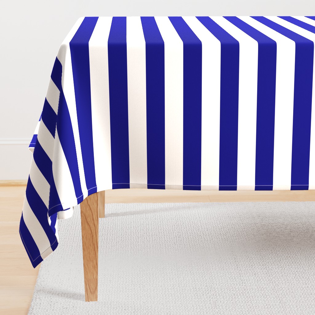 Blue and White Wide 2-inch Cabana Tent Horizontal Stripes