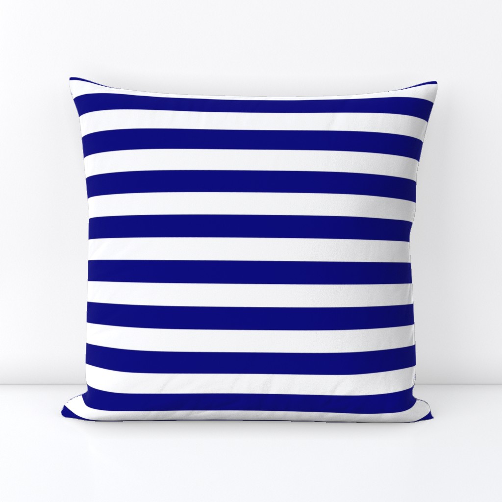 Blue and White Big 1-inch Beach Hut Horizontal Stripes