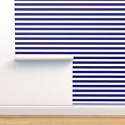 Blue and White Big 1-inch Beach Hut Horizontal Stripes