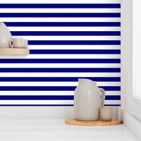 Blue and White Big 1-inch Beach Hut Horizontal Stripes