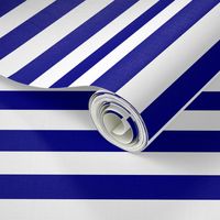 Blue and White Big 1-inch Beach Hut Horizontal Stripes