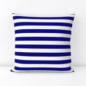 Blue and White Big 1-inch Beach Hut Horizontal Stripes