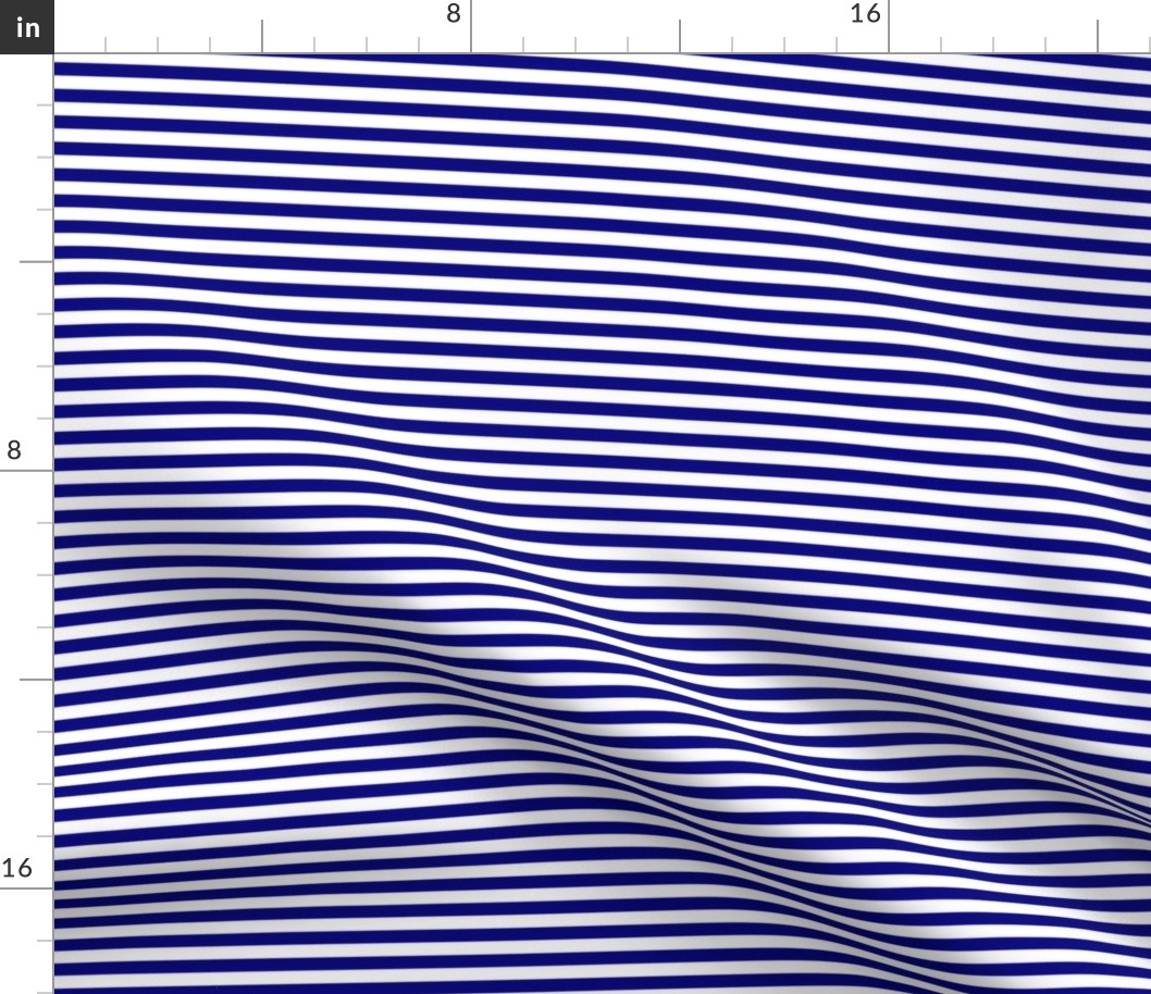 Blue and White ¼ inch Sailor Horizontal Stripes