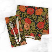 Green, Red & Orange Floral/Botanical Pattern