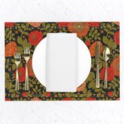 Green, Red & Orange Floral/Botanical Pattern