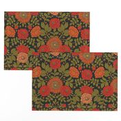 Green, Red & Orange Floral/Botanical Pattern