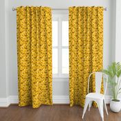 Mustard Yellow, Black & White Floral/Botanical Pattern