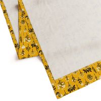 Mustard Yellow, Black & White Floral/Botanical Pattern