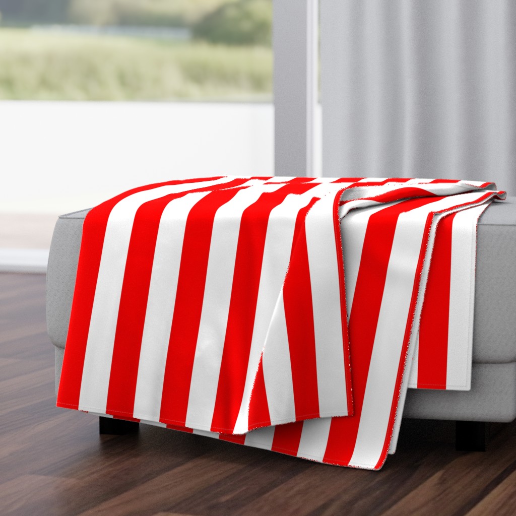 Red and White Wide 2-inch Cabana Tent Vertical Stripes