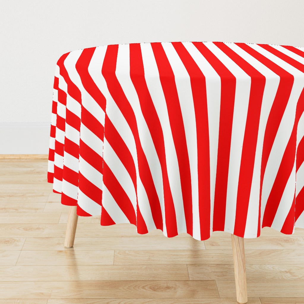 Red and White Wide 2-inch Cabana Tent Vertical Stripes