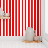 Red and White Big 1-inch Beach Hut Vertical Stripes